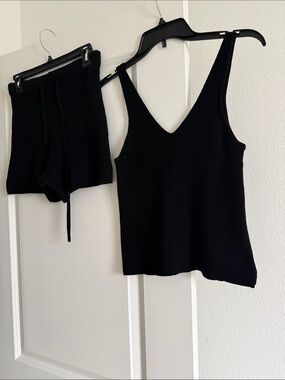 Black Tape_ Black Ribbed Knit Shorts
